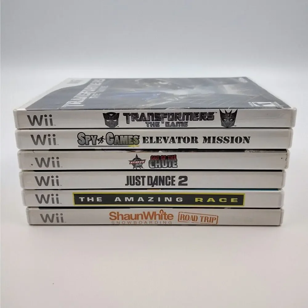 Wii 6 Game Lot Transformers Spy Games Just Dance Snowboarding PBR Amazing Race